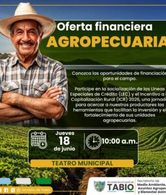 Tabio socializará opciones de financiamiento para el sector agropecuario
